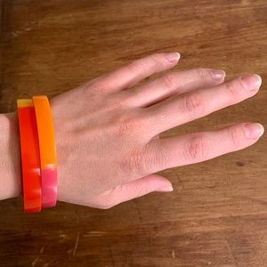 Vintage 1960s Mod Plastic Bracelets Pink Orange